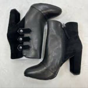 Black Leather/Suede Ankle Boot Size Women’s 7M